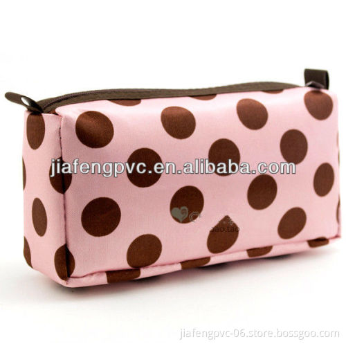 Pink Color Polyester Beauty Bag with Nylon Zipper for Women